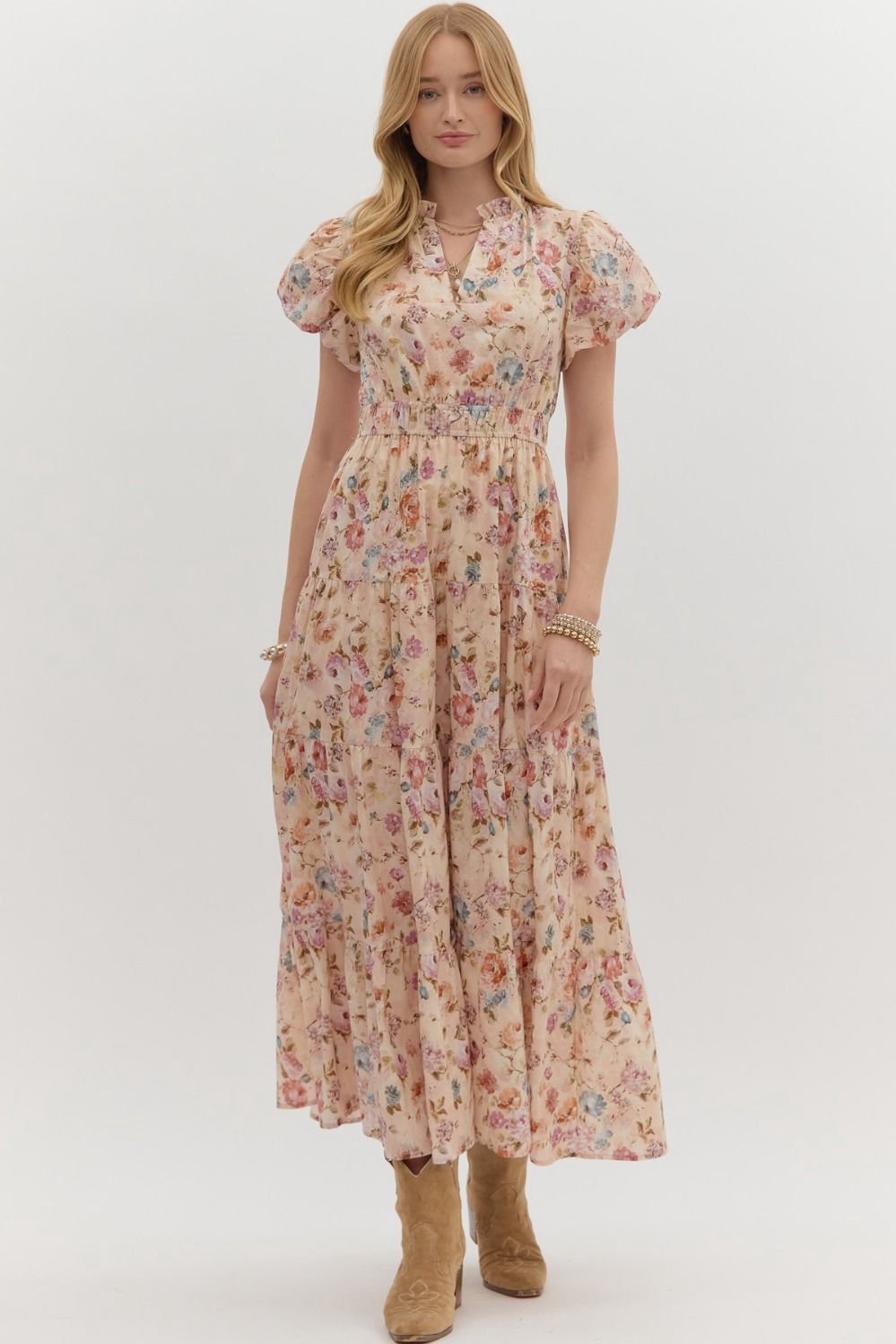 Floral Midi Tiered Dress
