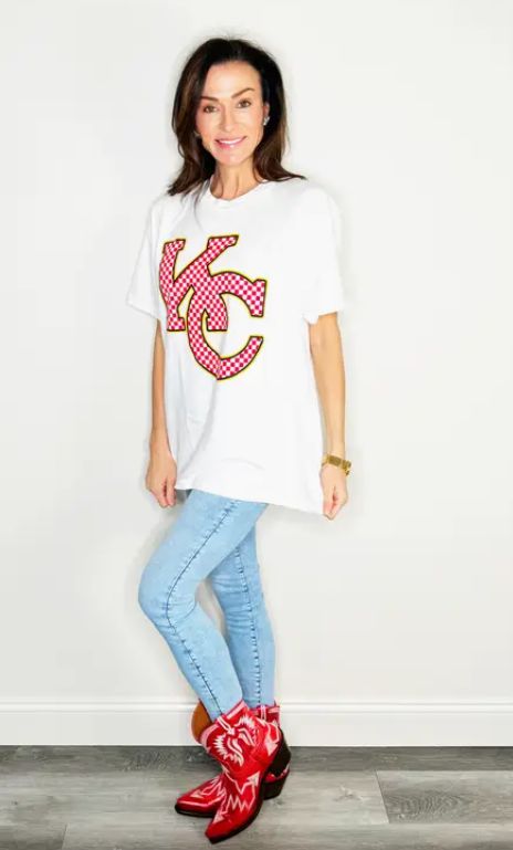 Checkered KC Kansas City Football Tee | SALE | MSRP: $35