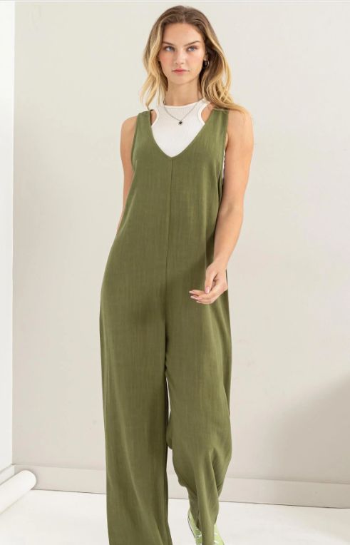 Linen Sleeveless Jumpsuit