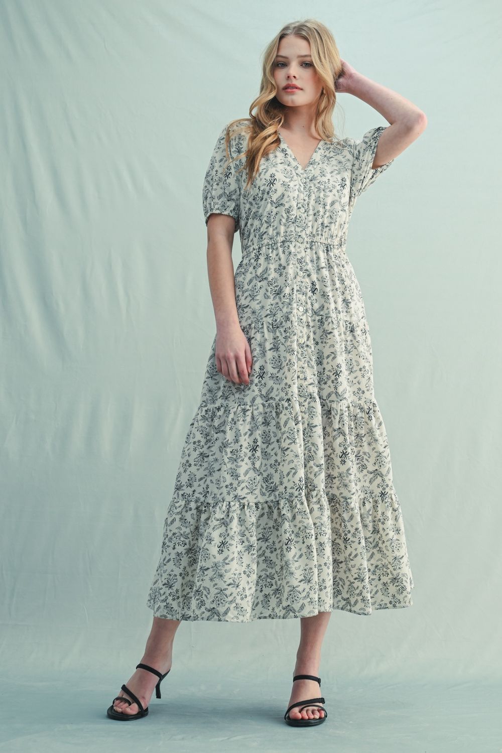 Floral Tiered Midi Dress