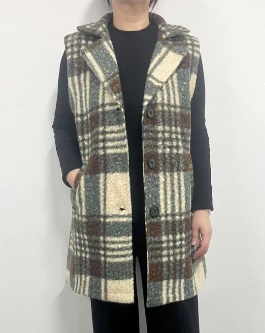 Long Winter Vest, Size: Small, Color: Winter Green-Print 1