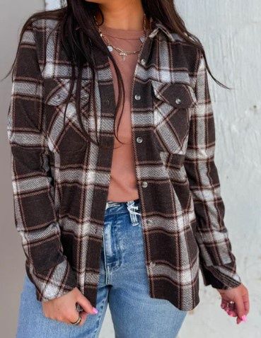 Cassian Shirt, Color: Coffee Ivory Plaid, Size: Small