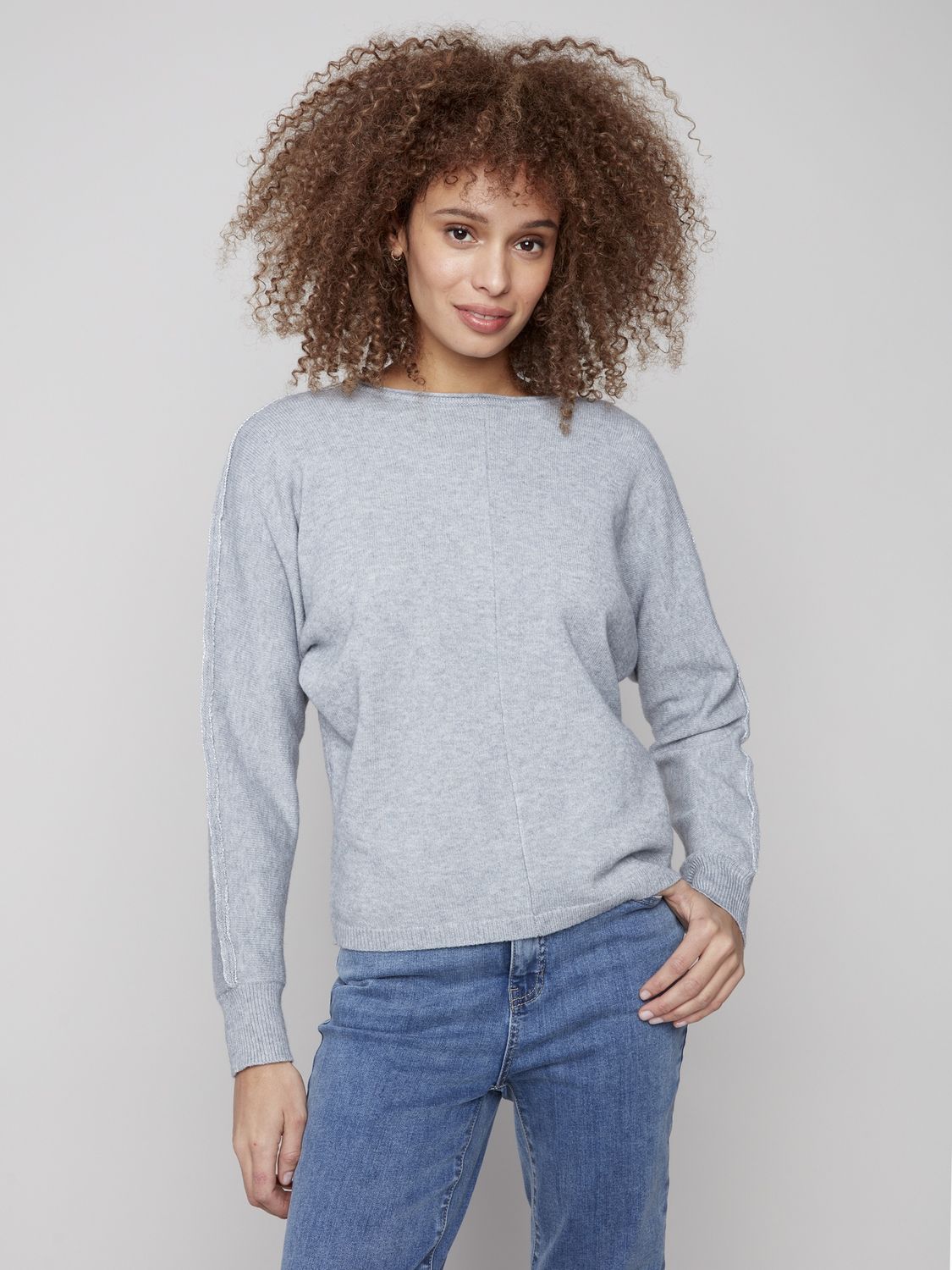 Dolman Sleeve Sweater With Lurex Detail