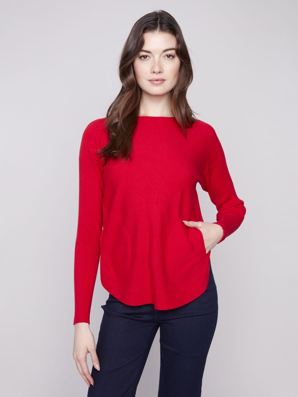 Long Sleeve Boat Neck With Pockets