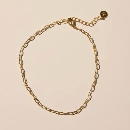 Gold Mini Paper Clip Anklet, Color: Gold