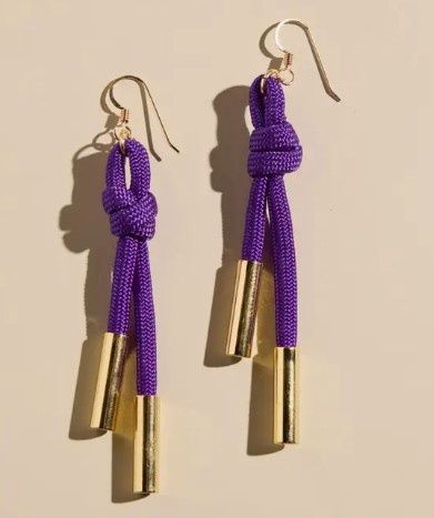 Purple Denver Cord Earrings, Color: Purple/Silver