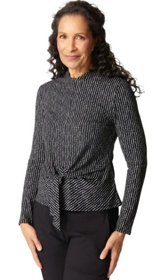 Core Travel Dots Tie Front Top, Color: Dove, Size: X-Small