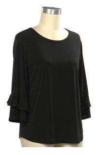 Timeless Hue 3/4 Knit Top, Color: Black, Size: Small