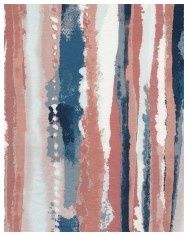 Denim Evolution 3/4 Printed Top, Color: Coral Blue Tone, Size: Small