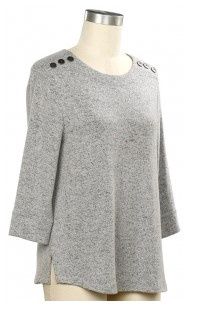 Horizon 3/4 Sleeve Button Top, Color: Dovetail, Size: Small