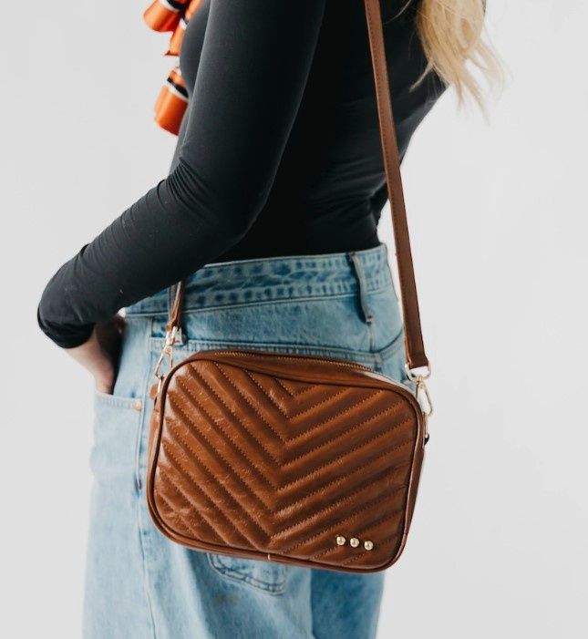 Coco Quilted Camera Crossbody Bag, Color: Mocha