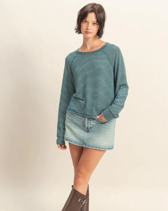 Striped Raglan Long Sleeve Top