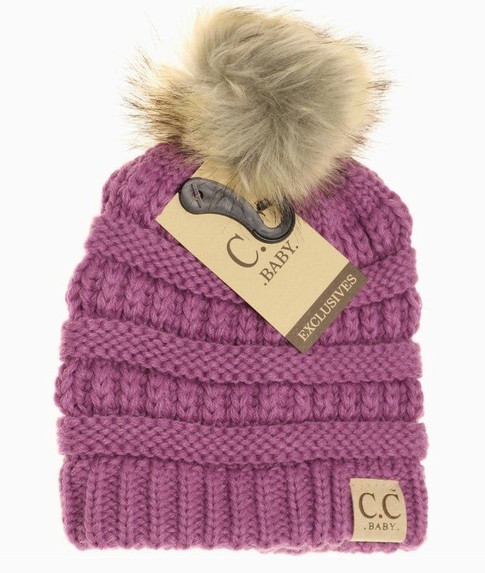 Baby Fur Pom Cc Beanie, Color: New Lavender
