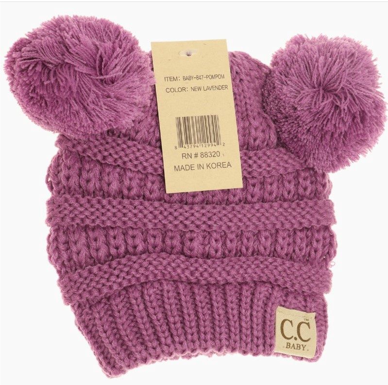 Baby Solid Double Pom, Color: New Lavender