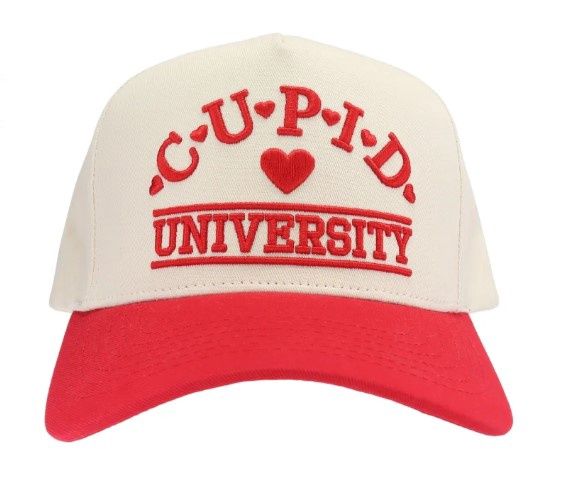 Cupid University CC Puff Embroidered Trucker Hat, Color: Red