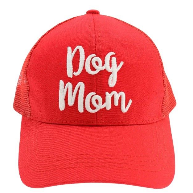 Dog Mom Embroidered Mesh Back High Ponytail CC Ball Cap