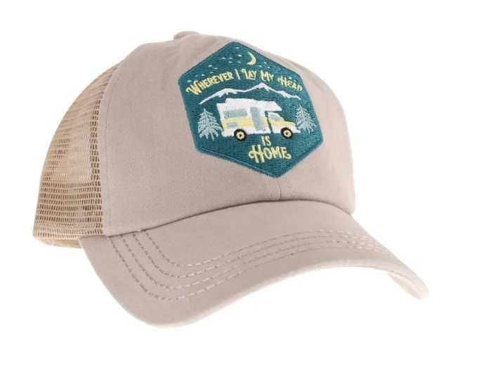 Wherever I Lay My Head Patch Embroidered High Pony Hat