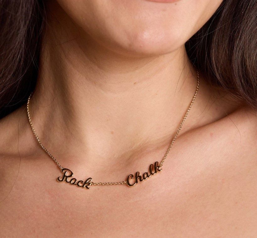 University of Kansas &quot;Rock Chalk&quot; Necklace, Color: Gold
