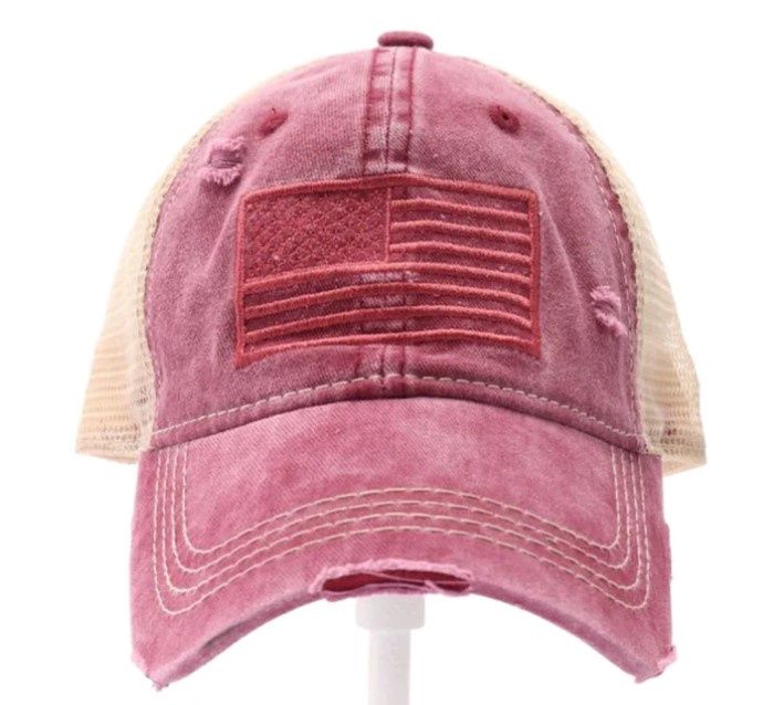 Monochrome USA Embroidered High Pony Ball Cap