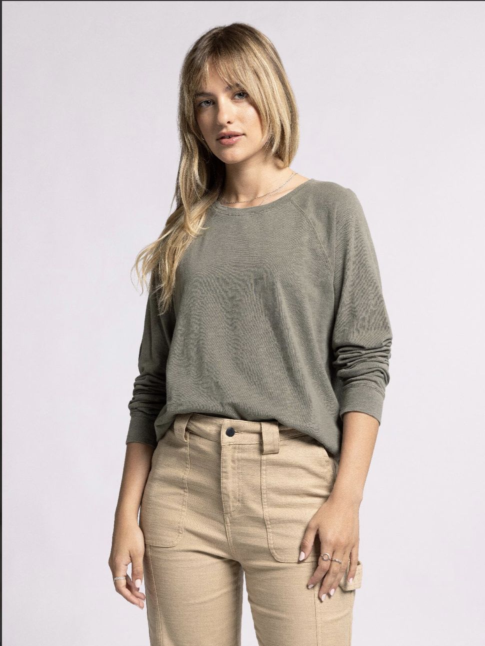 Everett Top, Color: Dusty Olive, Size: Small