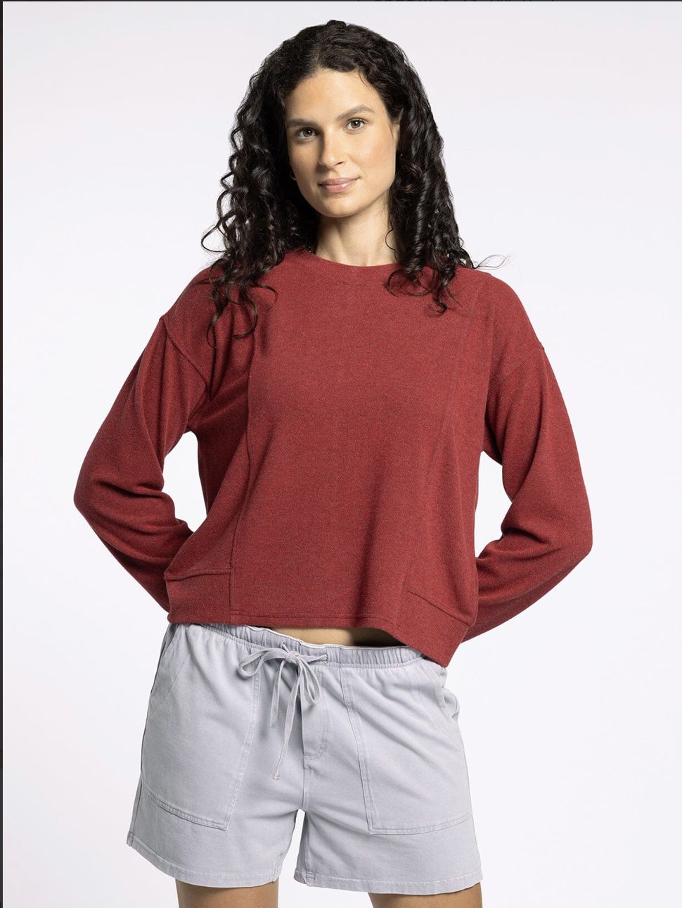 Dream Knit Janie Top, Color: Crimson Heather, Size: Small