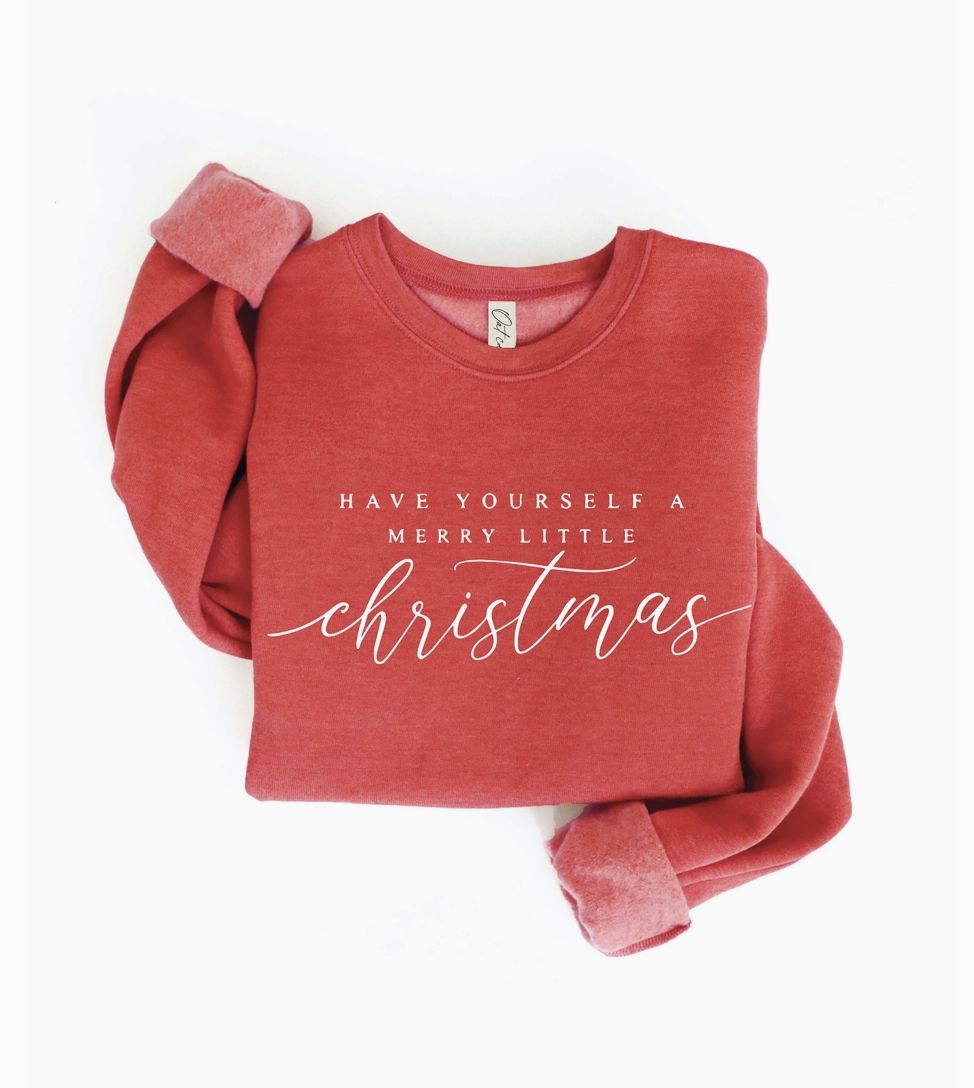 Have yourself a Merry Graphic Sweatshirt, Color: Cranberry, Size: Small