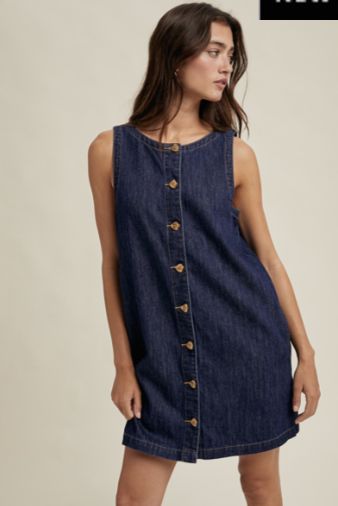 Denim Button-Up Mini Dress