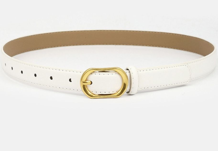 Gold Round Buckle Slim Belt