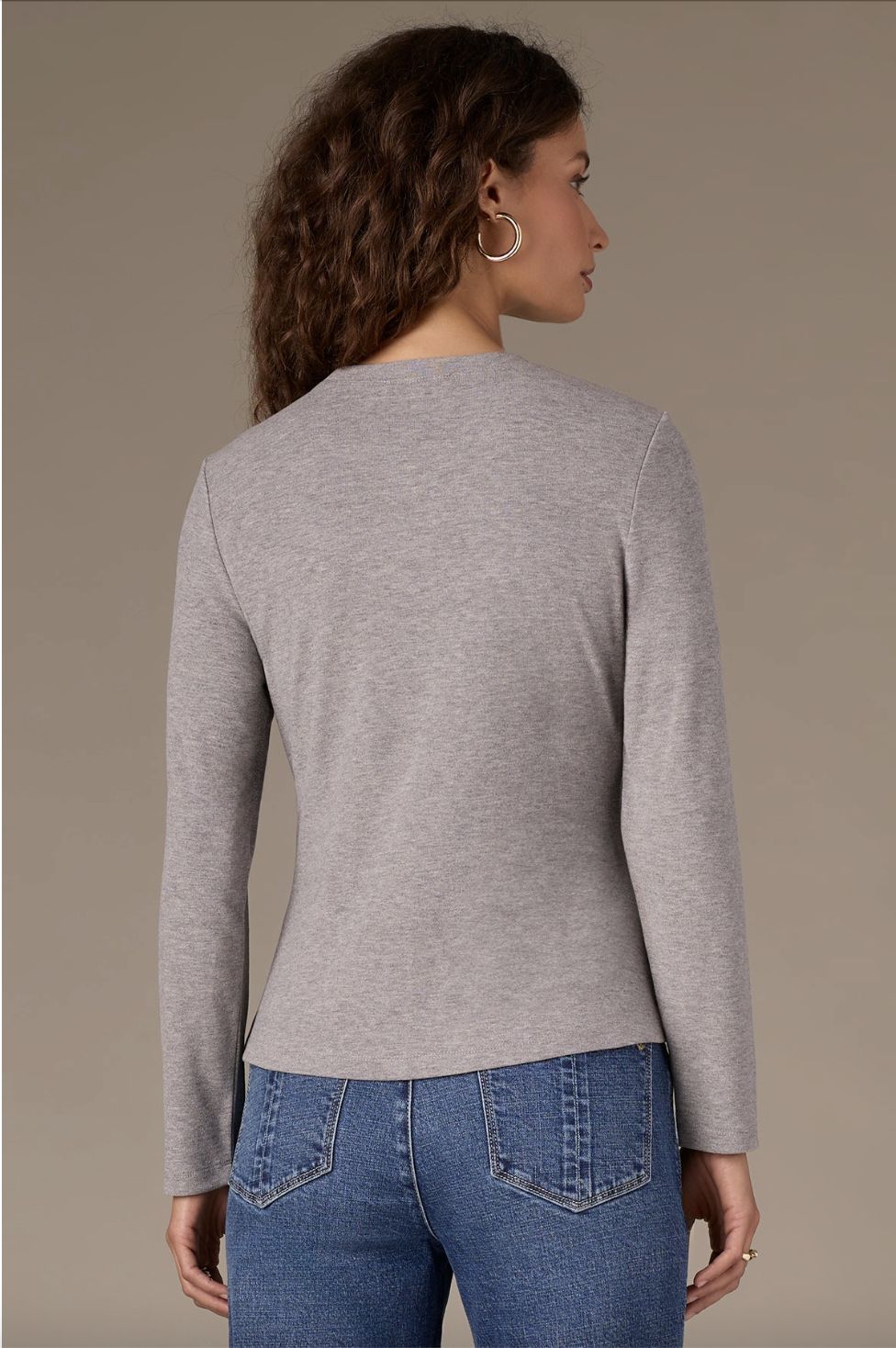 Long Sleeve Scoop Neck Twist Waist Knit Top