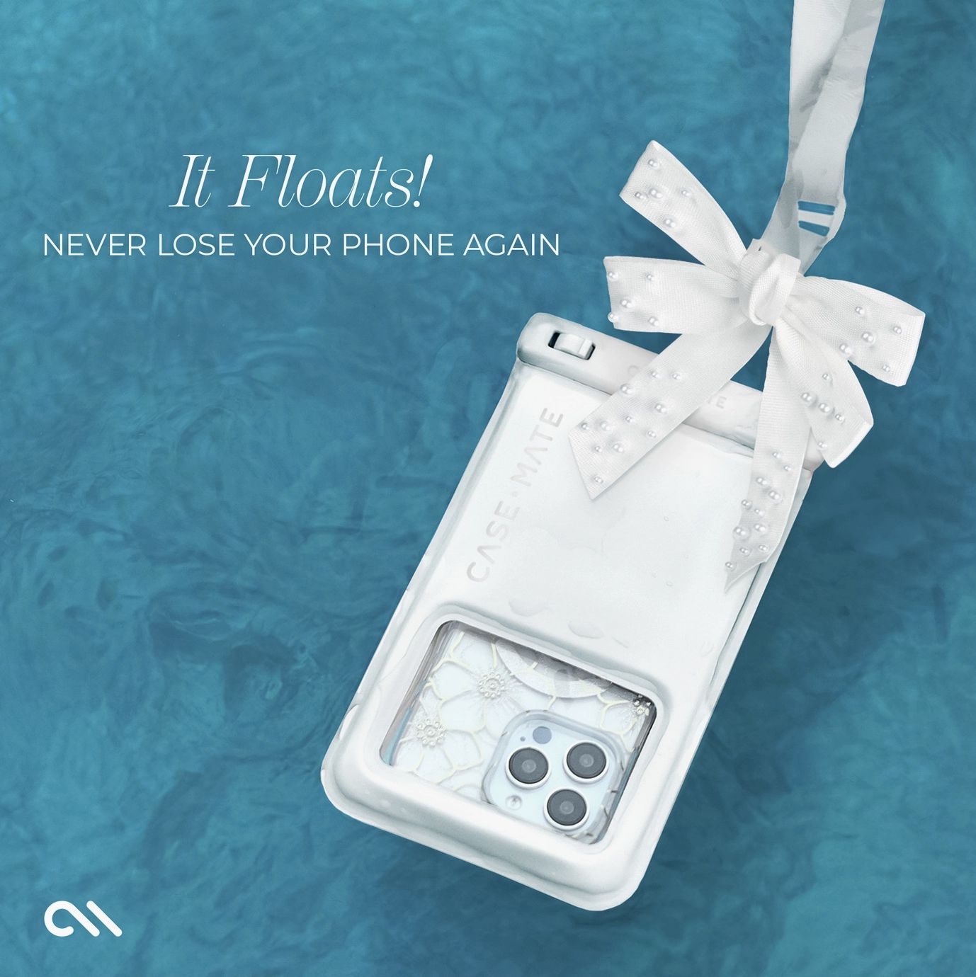 Waterproof Floating Pouch, Color: Ivory Pearl Bow