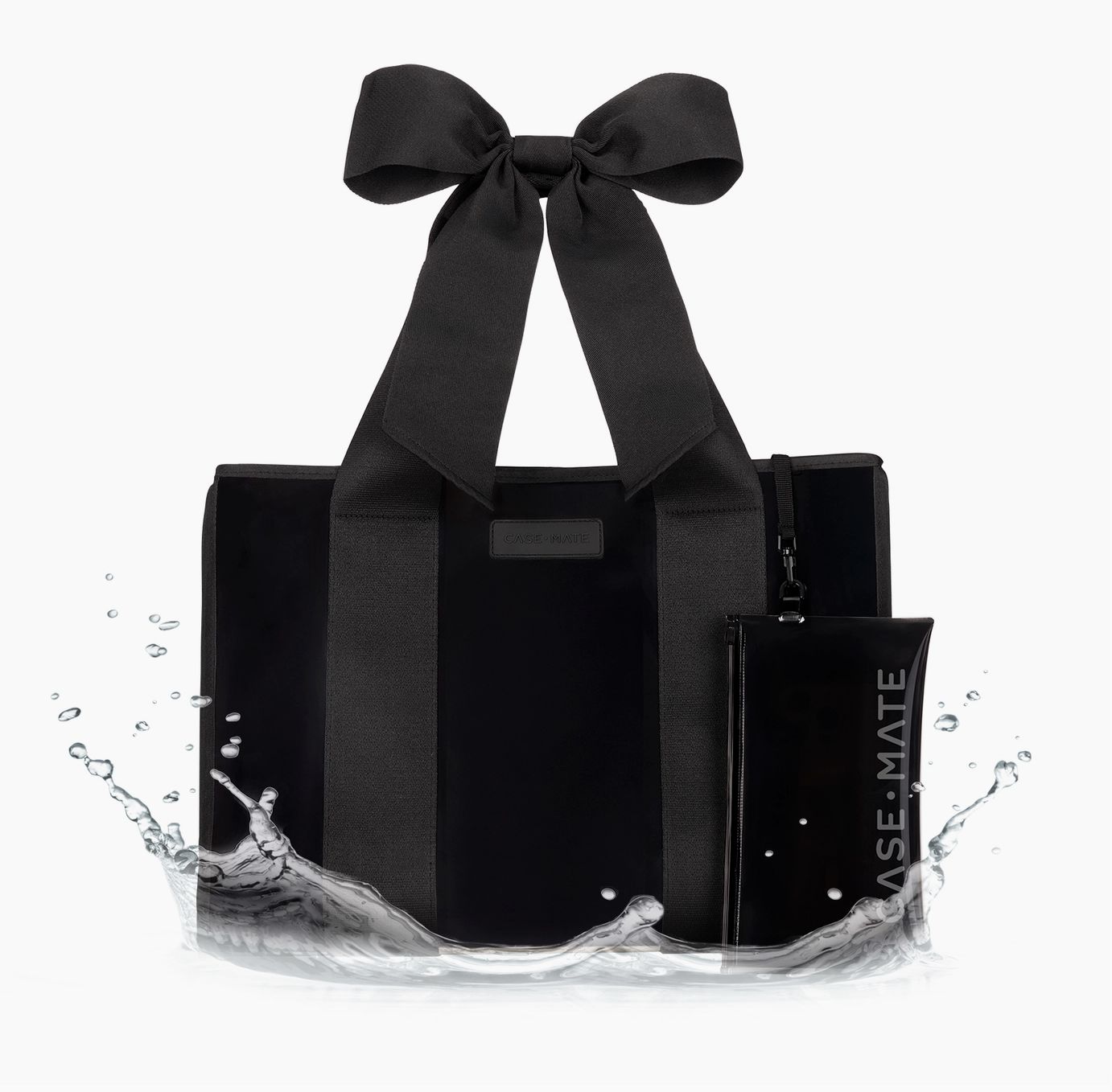 Special Edition Bow Beach Tote w/ Phone Pouch, Color: Midnight Black