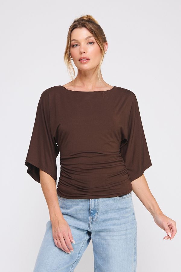 Double Knit Angel Sleeve Side Top