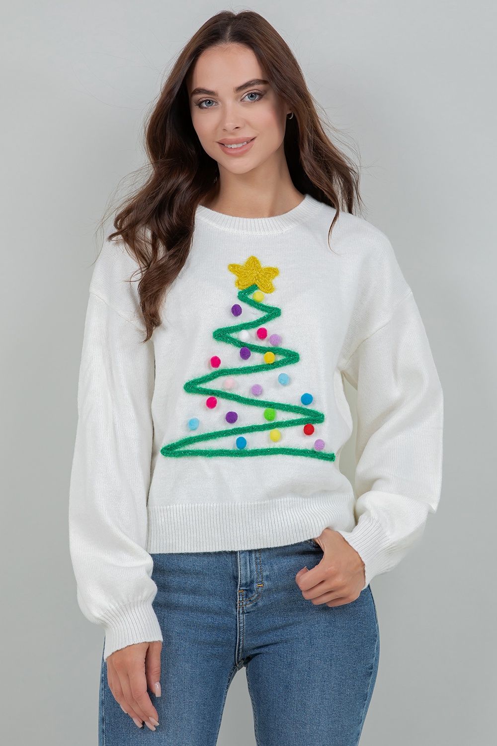 Pom Pom Christmas Tree Sweater