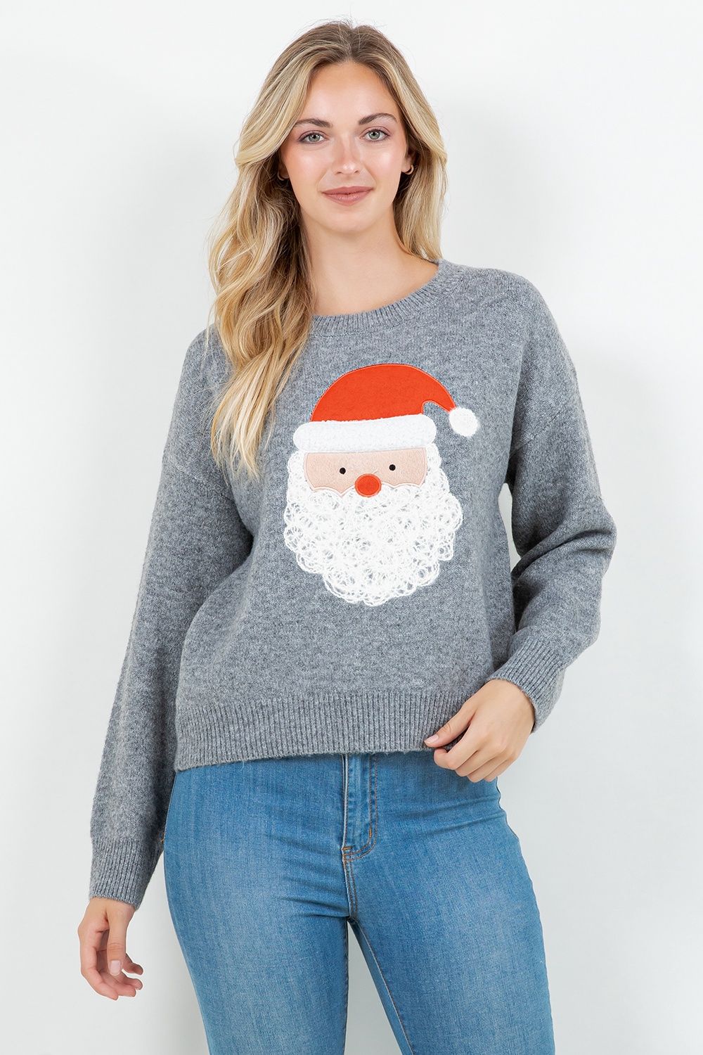 Santa Face Chenille Holiday Sweater