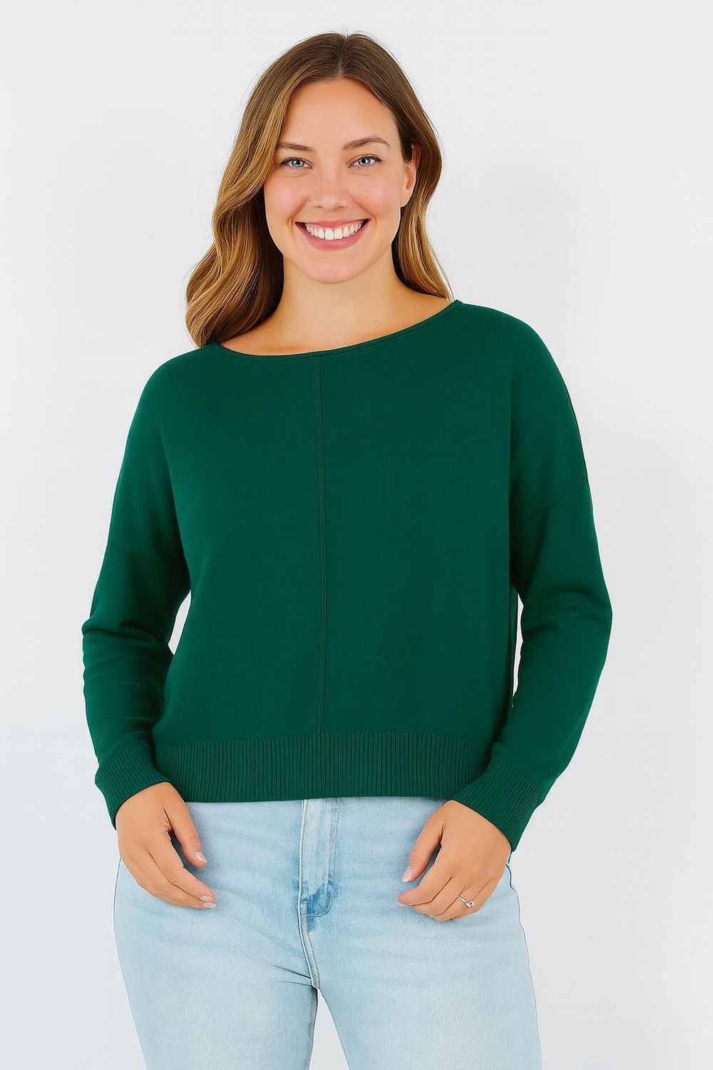Seam Front Round Neck Pullover