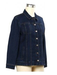 Denim Date Long Slv GW Denim Jacker, Color: Dark Denim, Size: Small