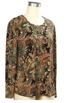 Glamorous Long Slv Paisley Print Top, Color: Jungalow Clay, Size: Small