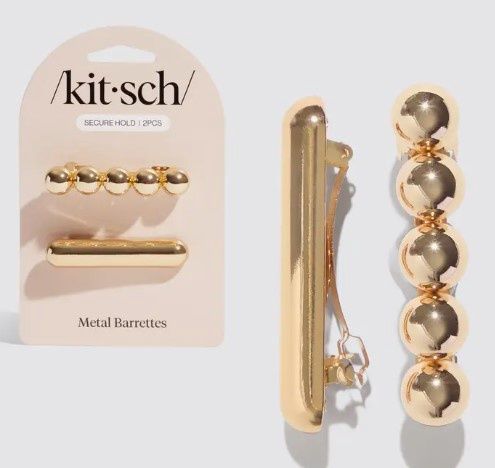 Gold Metal Barrettes, Color: Gold
