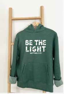 Be the Light | Matthew 5:14 Hoodie Sweatshirt, Color: Heather Forest, Size: Small