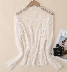 Sexy Mesh Blouse, Color: White, Size: Small