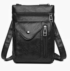 Retro Soft Leather Messenger Bag, Color: Black