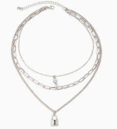 Minimalist Lock Key Pendant, Color: Silver