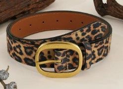 Vintage Fashion Leather Belt Jeans Brass, Color: Leapard