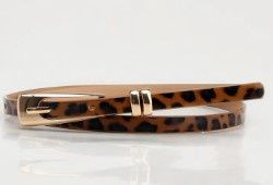 Classic Simple Alloy Buckle Leopard Thin Belt, Color: Leopard