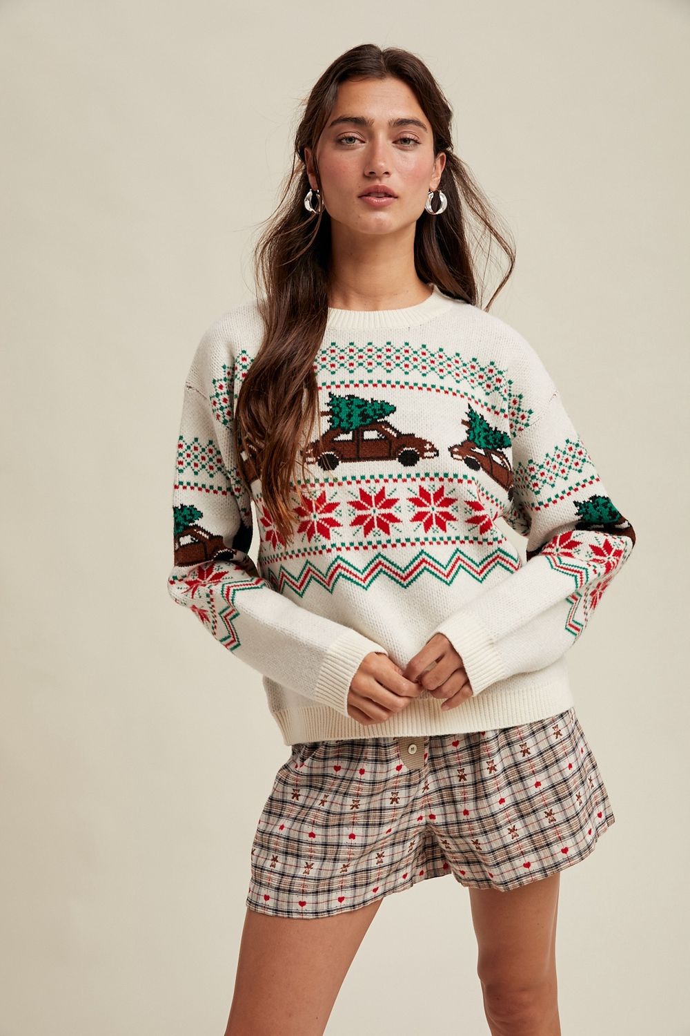 Christmas Tree Car Fair Isle Sweater