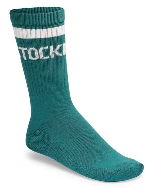 Cotton Crew Stripe Retro Socks, Color: Green &amp; Eggshell, Size: Small | Sz: 36-38