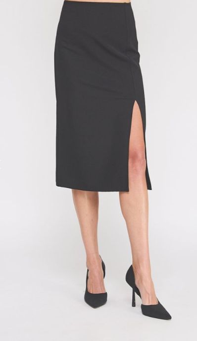 High Waist Knit Midi Skirt, Color: Black, Size: Small