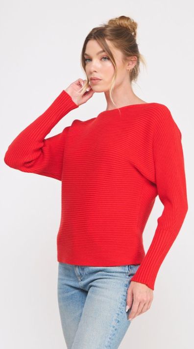 Soft Ribbed Gauge Pullover Dolman