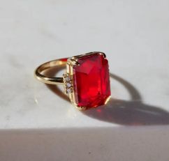 Red Marie Statement Ring, Color: Red/Gold