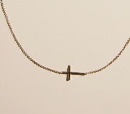 Sideways Cross Necklace, Color: Gold